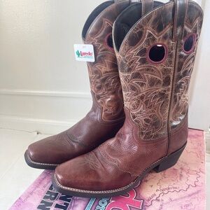 Laredo 68355 Men’s Western Cowboy Boots Brown Leather  Size 11D Western !Read !